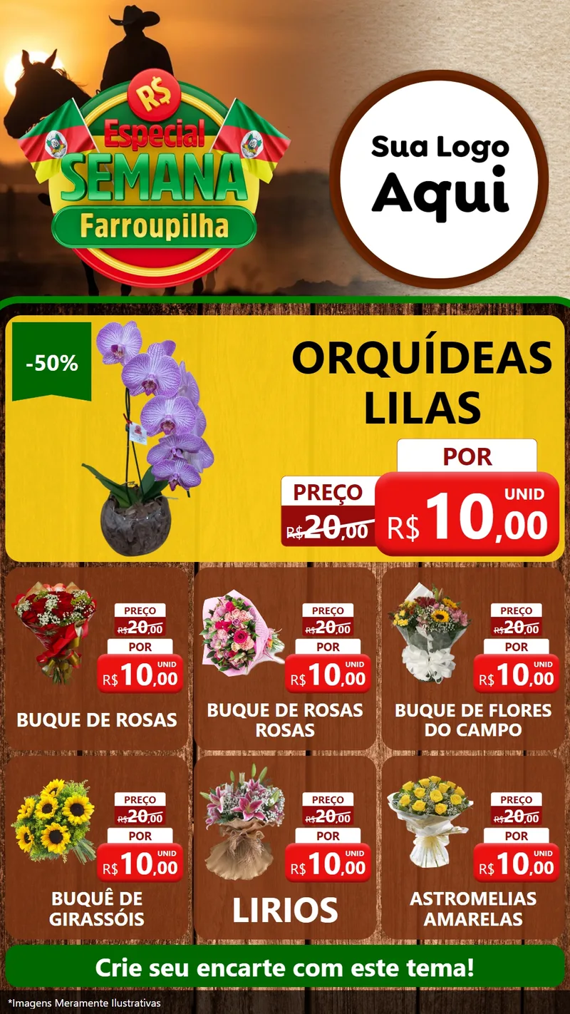 Modelo de Rede Social para Stories com o tema Especial Semana Farroupilha para Floricultura e jardim