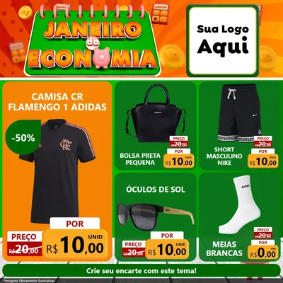 Modelo de Rede Social para Feed Facebook com o tema Janeiro da Economia para Roupas e acessórios