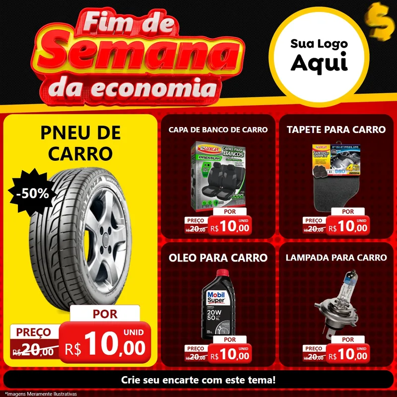 Modelo de Rede Social para Feed Facebook com o tema Fim de Semana da Economia para Auto peças
