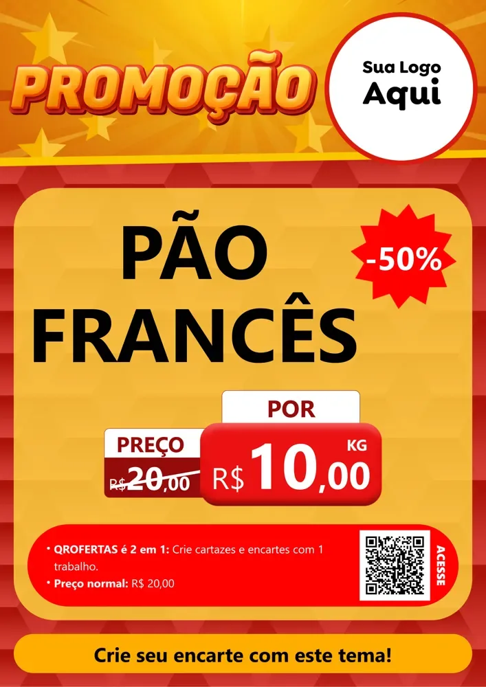 Modelo de Cartaz para Cartaz A4 Vertical com o tema Promoção para Padaria