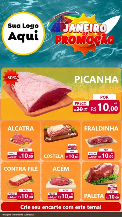 Modelo de Rede Social para Stories com o tema Janeiro de Promoção para Açougue