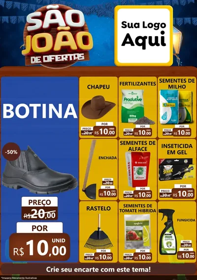 Modelo de Encarte para Encarte A4 Vertical com o tema São João Ofertas Imbatíveis! - Junina para Agropecuária