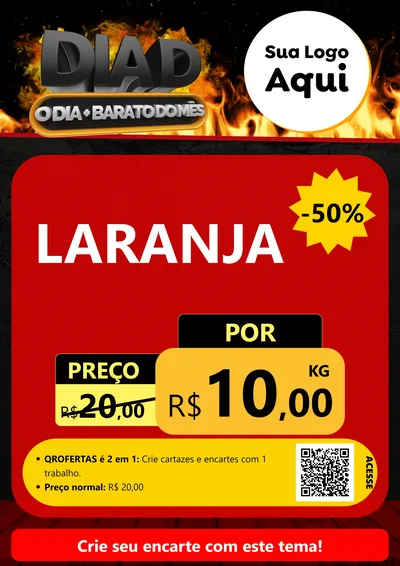 Modelo de Cartaz para Cartaz A4 Vertical com o tema Dia D, O Dia Mais Barato Do Mês para Hortifrúti