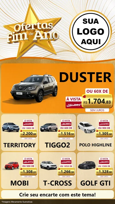 Modelo de Rede Social para Stories com o tema Ofertas Fim de Ano para Concessionaria de Carros