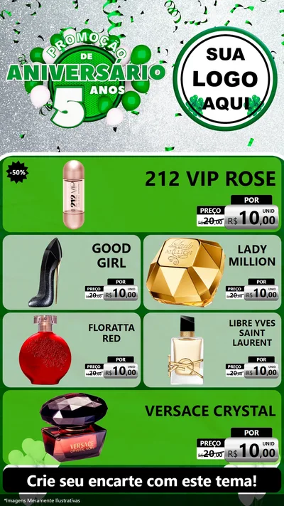Modelo de TV para TV Vertical com o tema Promoção de Aniversário - 5 Anos para Perfumes