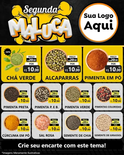 Modelo de Rede Social para Feed Instagram com o tema Segunda Maluca para Produtos Naturais