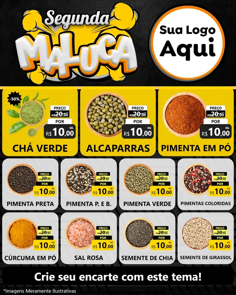 Modelo de Rede Social para Feed Instagram com o tema Segunda Maluca para Produtos Naturais