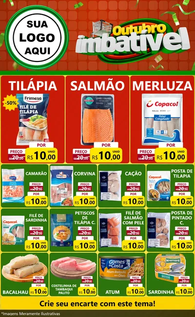 Modelo de Encarte para Encarte Grande com o tema Outubro Imbatível para Peixaria