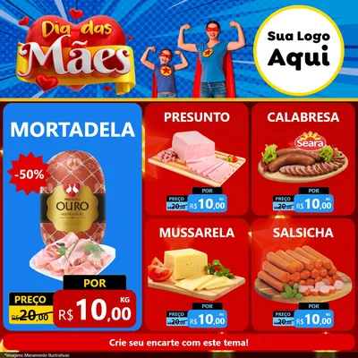 Modelo de Rede Social para Feed Facebook com o tema Dia das Mães para Frios e Laticínios