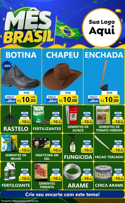 Modelo de Encarte para Encarte Grande com o tema Mês do Brasil para Agropecuária