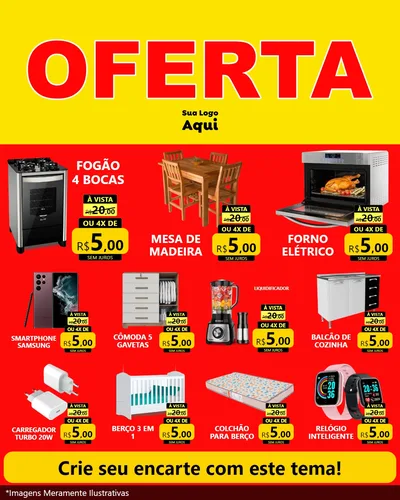 Modelo de Rede Social para Feed Instagram com o tema OFERTA - Vermelho Cartaz para Móveis e Eletro
