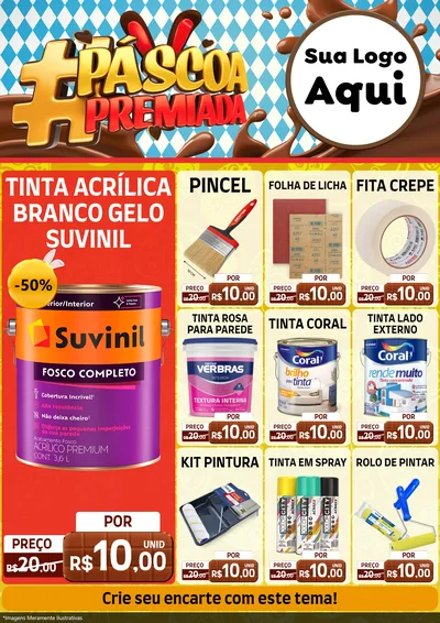 Modelo de Encarte para Encarte A4 Vertical com o tema Páscoa Premiada para Tintas e Ferramentas