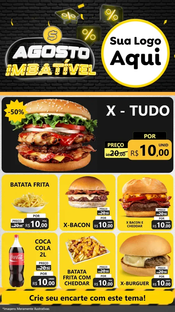 Modelo de Rede Social para Stories com o tema Agosto Imbatível para Hamburgueria