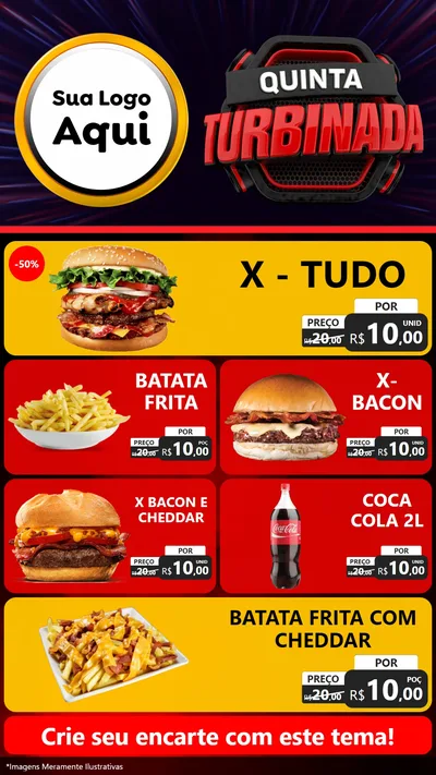 Modelo de TV para TV Vertical com o tema Quinta Turbinada para Hamburgueria