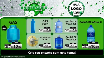 Modelo de TV para TV Horizontal com o tema Promoção de Aniversário - 30 Anos para Água e gás