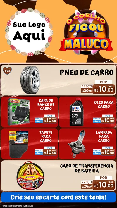 Modelo de TV para TV Vertical com o tema O Coelho Ficou Maluco - Páscoa para Auto peças