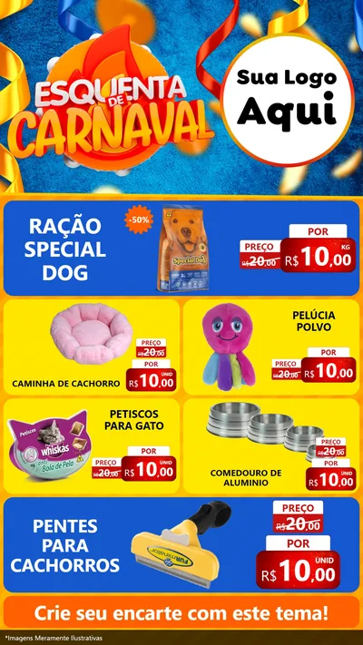 Modelo de TV para TV Vertical com o tema Esquenta de Carnaval para Pet Shop