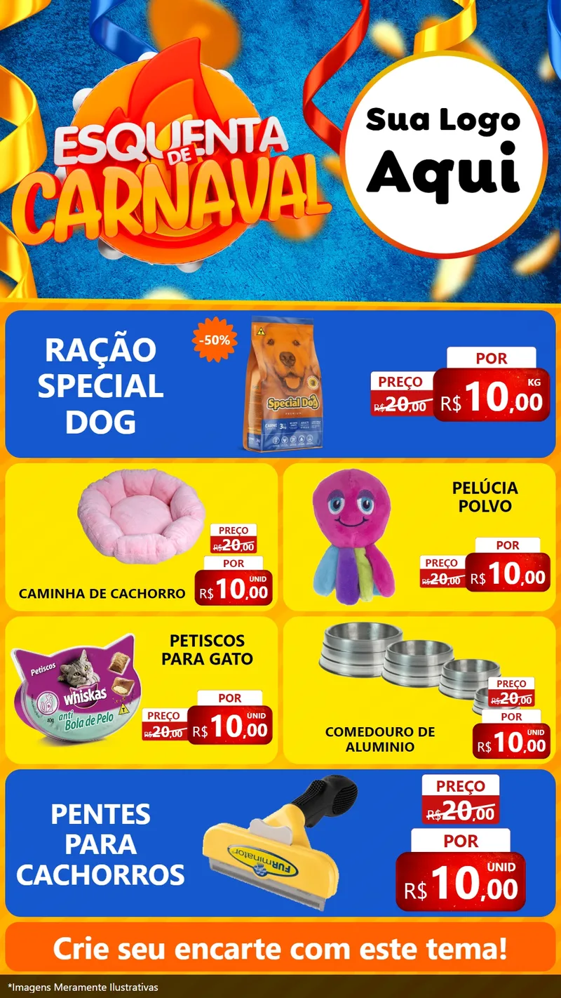 Modelo de TV para TV Vertical com o tema Esquenta de Carnaval para Pet Shop