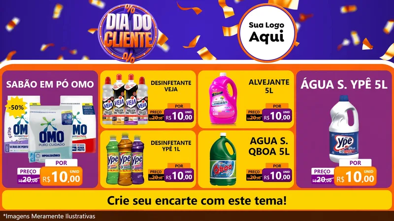 Modelo de TV para TV Horizontal com o tema Dia do Cliente para Produtos de Limpeza