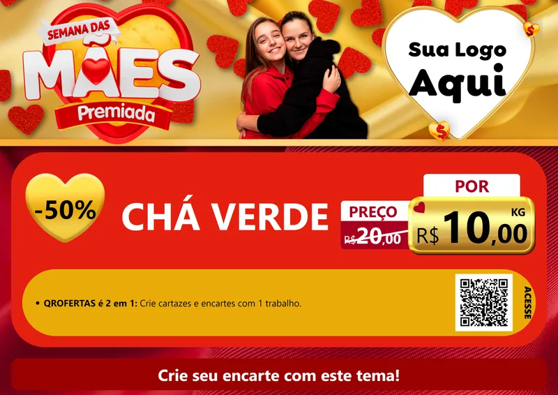 Modelo de Cartaz para Cartaz A4 Horizontal com o tema Semana das Mães Premiada para Produtos Naturais