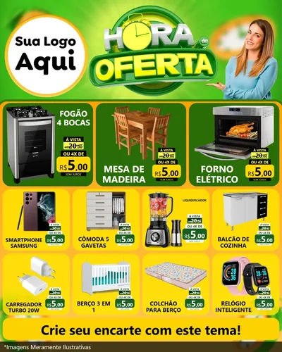 Modelo de Rede Social para Feed Instagram com o tema Hora da Oferta para Móveis e Eletro