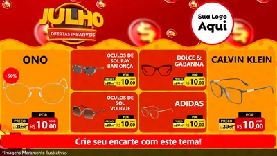 Modelo de TV para TV Horizontal com o tema Julho Ofertas Imbatíveis para Óticas