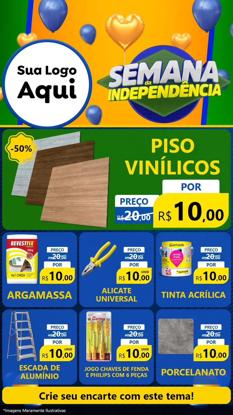 Modelo de Rede Social para Stories com o tema Semana da Independência para Material para Construção
