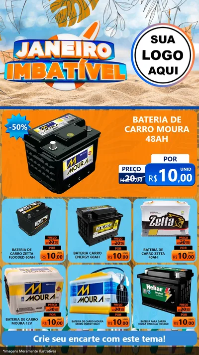 Modelo de Rede Social para Stories com o tema Janeiro Imbatível para Baterias Elétricas