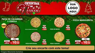 Modelo de TV para TV Horizontal com o tema Ofertas de Natal para Pizzaria