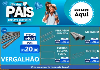 Modelo de Encarte para Encarte A4 Horizontal com o tema Dia Dos Pais Repleto de Ofertas para Ferragens