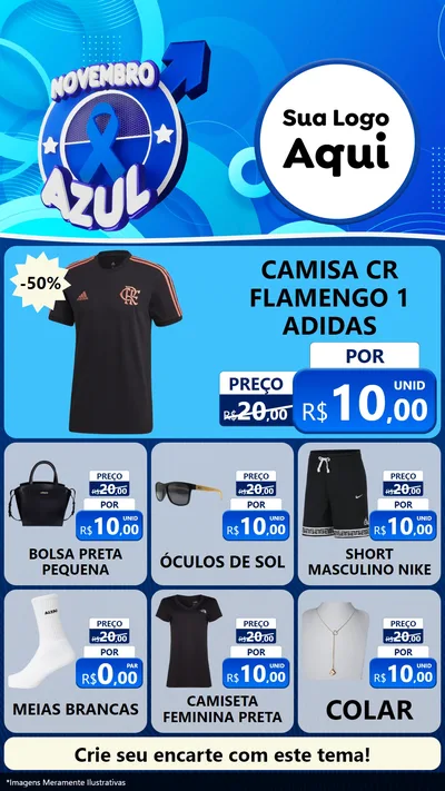 Modelo de Rede Social para Stories com o tema Novembro Azul para Roupas e acessórios