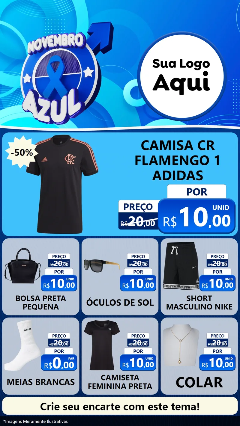 Modelo de Rede Social para Stories com o tema Novembro Azul para Roupas e acessórios