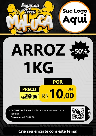 Modelo de Cartaz para Cartaz A4 Vertical com o tema Segunda e Terça Maluca para Supermercado
