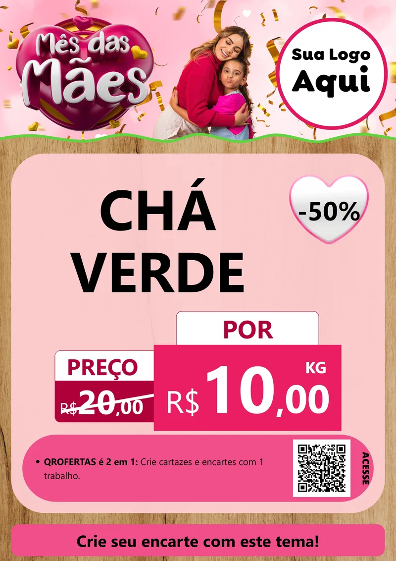 Modelo de Cartaz para Cartaz A4 Vertical com o tema Mês das Mães para Produtos Naturais