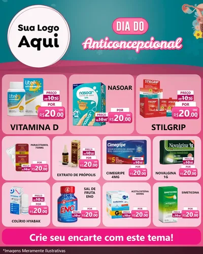 Modelo de Rede Social para Feed Instagram com o tema Dia do anticoncepcional para Farmácia