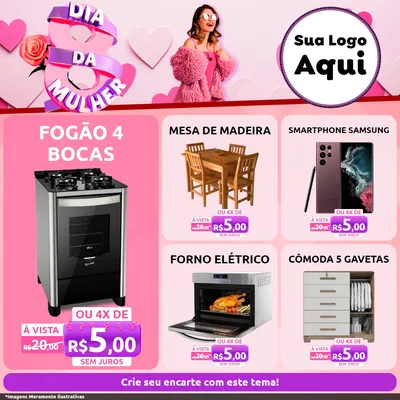 Modelo de Rede Social para Feed Facebook com o tema Dia da Mulher para Móveis e Eletro