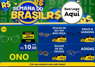 Modelo de Encarte para Encarte A4 Horizontal com o tema Semana Do Brasil para Óticas