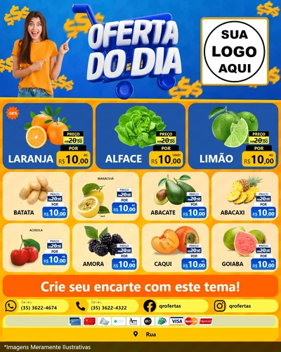 Modelo de Rede Social para Feed Instagram com o tema Oferta do Dia para Hortifrúti