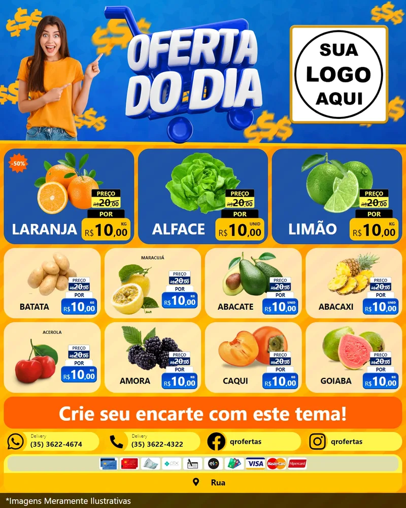 Modelo de Rede Social para Feed Instagram com o tema Oferta do Dia para Hortifrúti