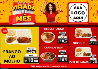 Modelo de Encarte para Encarte A4 Horizontal com o tema Virada de Mês para Restaurante