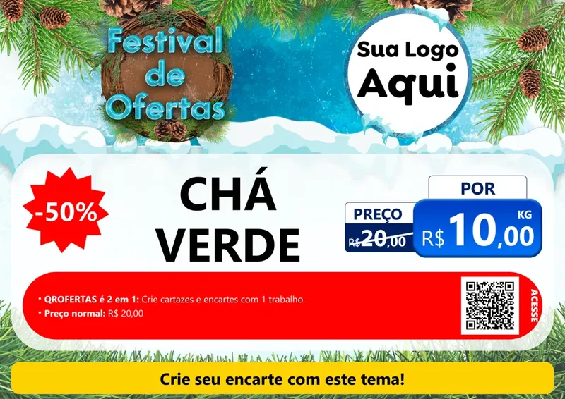 Modelo de Cartaz para Cartaz A4 Horizontal com o tema Festival de Ofertas - Inverno para Produtos Naturais