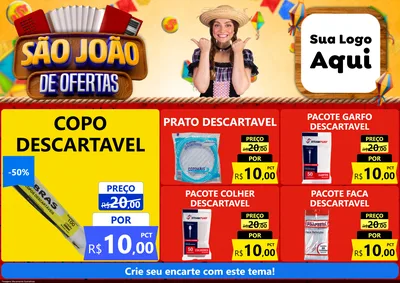 Modelo de Encarte para Encarte A4 Horizontal com o tema São João de Ofertas para Embalagens