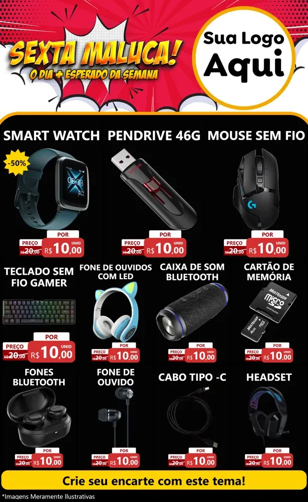 Modelo de Encarte para Encarte Grande com o tema Sexta Maluca! para Informática