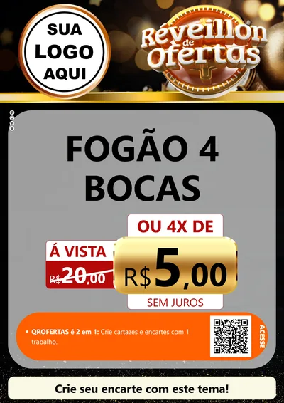 Modelo de Cartaz para Cartaz A4 Vertical com o tema Réveillon de Ofertas para Móveis e Eletro