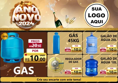 Modelo de Encarte para Encarte A4 Horizontal com o tema Feliz Ano Novo 2027 para Água e gás