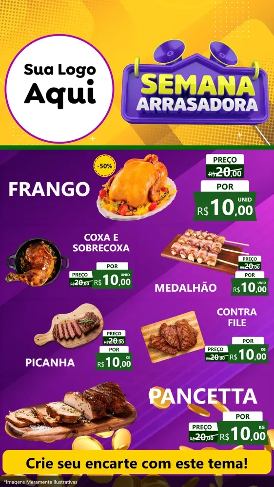 Modelo de TV para TV Vertical com o tema Semana Arrasadora para Assados
