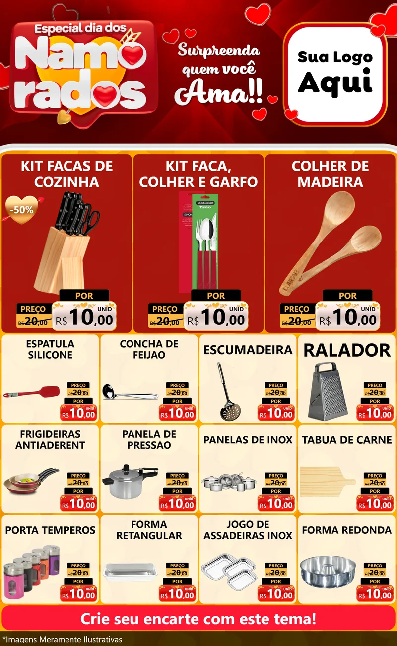 Modelo de Encarte para Encarte Grande com o tema Especial Dia dos Namorados para Utilidades Domésticas
