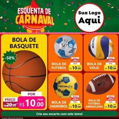 Modelo de Rede Social para Feed Facebook com o tema Esquenta de Carnaval para Artigos Esportivos