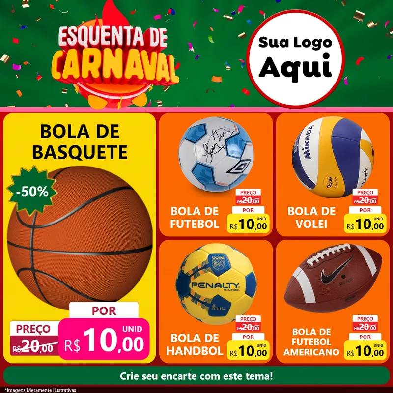 Modelo de Rede Social para Feed Facebook com o tema Esquenta de Carnaval para Artigos Esportivos