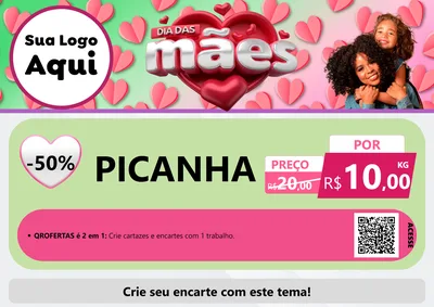 Modelo de Cartaz para Cartaz A4 Horizontal com o tema Dia das Mães para Açougue